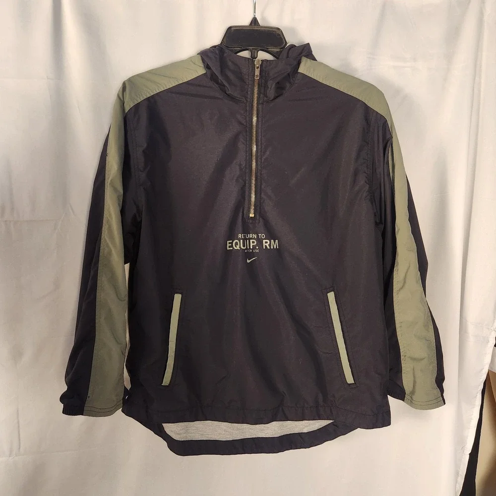 90s Nike Red Swoosh Black Windbreaker Lined Nylon Youth L